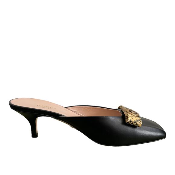 New GUCCI Women's BLACK Interlocking G Python Bow Mule Size 37.5 EUR | US 7.5 - Picture 6 of 14